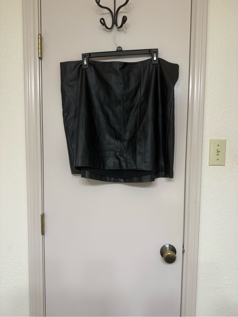 Anthropologie Black Faux Leather Mini Skirt